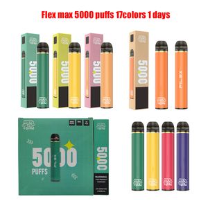 Flex maxi 5000 bouffées 650mah12ml dispositif de pré-remplissage autorisation e-cigarette jetable 17 saveurs Vape desechable randm tornado