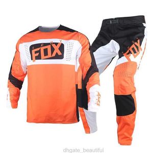 Flexair Mirer Gear Set 2022 MX ATV SE Jersey Broek Heren Motocross Combo Kits voor volwassenen Offroad Street Motor Racing Suit Oranje Wit