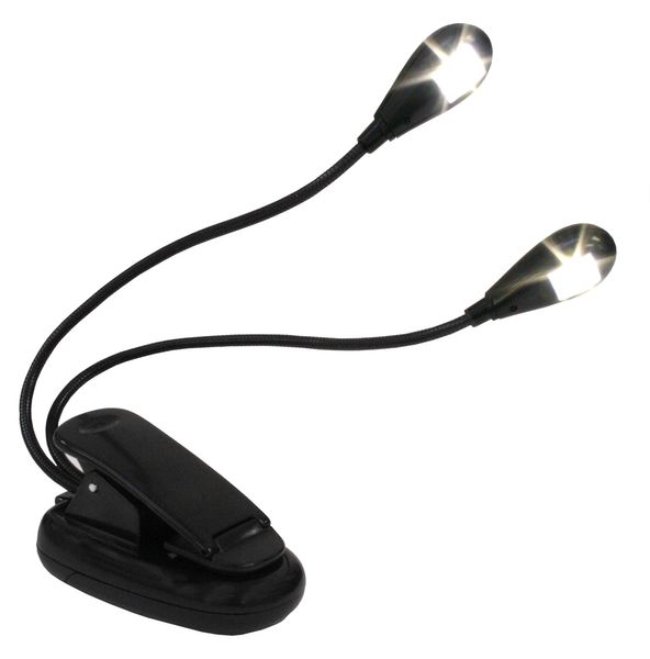 Gadget Flexible Clip-On clip Double LED 2 Bras Pupitres Lecture e-book Lumière Lampe Pour EBook LIVRES, Support Musical, ORDINATEURS PORTABLES etc LIVRAISON GRATUITE