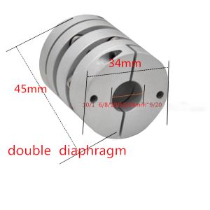 couplage flexible à double diaphragme 1PC D34L45 6/8/10/12/14mm Coupleur d'arbre de prune flexible Coupleur CNC MOTEUR DE MOTEUR DE MOTEUR