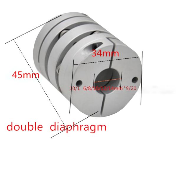 acoplamiento flexible de diafragma doble 1pc D34L45 6/8/10/12/14 mm Cubla de eje de ciruela flexible CNC Pinper acoplador