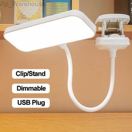 Lampe de bureau LED pliable flexible prise USB veilleuses de chambre à coucher gradation travail étude lecture lampes de table à clipser pour la protection des yeux HKD230824