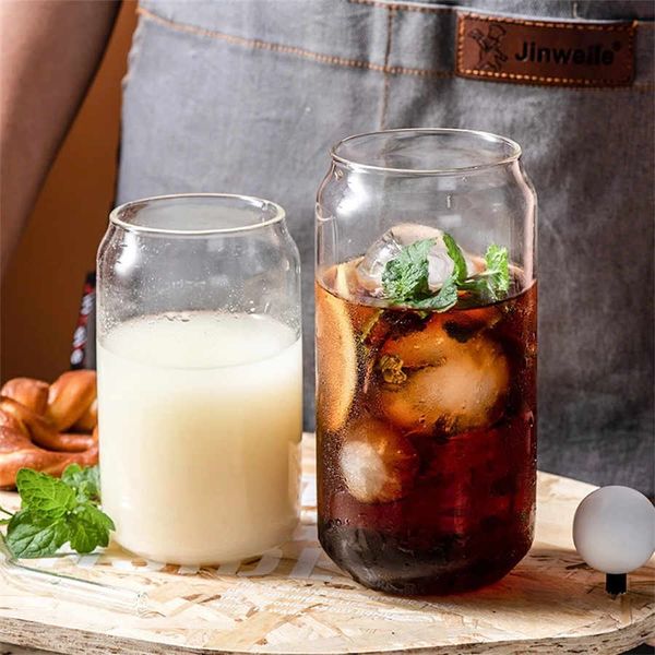 Tasse en verre créative nordique de 360ML/500ML, tasse pour boisson froide, Coke, jus de lait, transparente, tasse à café minimaliste