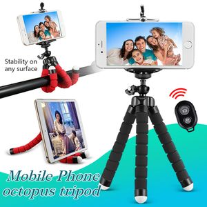 Support de téléphone flexible pour trépied Octopus Support de support portable universel pour caméra de voiture de téléphone portable Selfie monopode avec obturateur à distance Bluetooth dans un sac OPP