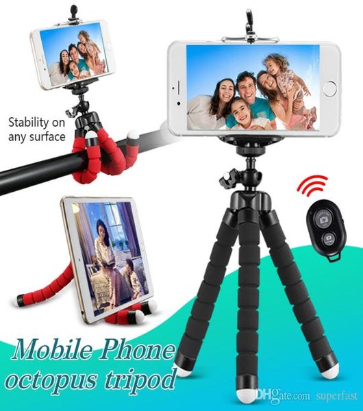 Soporte para teléfono con trípode de pulpo flexible Soporte universal para teléfono celular Cámara para automóvil Monopié para selfies con obturador remoto Bluetooth1323646