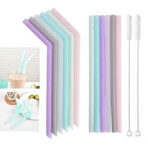 Pailles à boire en Silicone réutilisables flexibles paille de qualité alimentaire pour la fête à la maison barre de mariage outils de boisson Tube RH30191