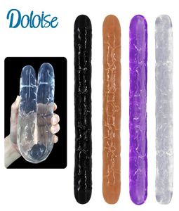 Flexible Soft Jelly Dildo Double Dildo pour femmes Vagin anal anal Double Dong Artificial Pinis Gay Lesbien Sex Toys CX200708226M26564856