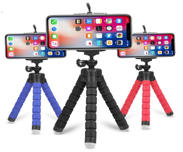 Sponge flexible Octopus Trépied Universal Phone Handder Halder Camera Stand Bracket Selfie Monopod avec clip pour iPhone X Samsung Huaw9255418