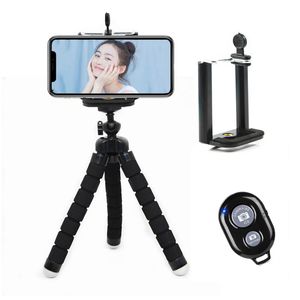 Trépied en éponge flexible, petit support portable pour tablette de téléphone avec clip et télécommande sans fil pour enregistrement vidéo sur téléphone portable, microphones en direct, appareil photo, photographie