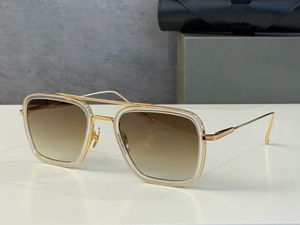 VUELO Gafas de sol cuadradas Cristal 18K Oro Marrón Gradiente Hombres Gafas frescas Sunnies Gafas de sol Tonos de verano Occhiali da sole Gafas UV Japón