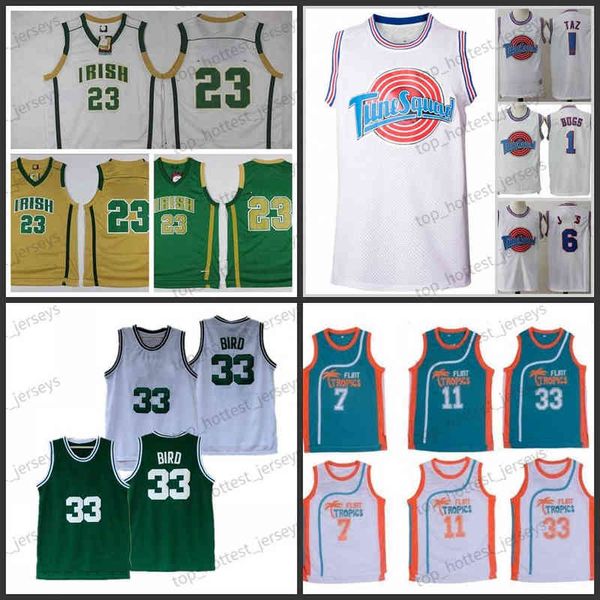 Flint Tropics Semi Pro Movie 33 Jackie Moon Ed Monix 11 BIRD Movie Space Jam Tune Squad Taz Stitched Irish St. Vincent Mary Jerseys Basketba