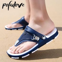 Flip Beach Men Pofulove Flops Sandalen Zomer man schoenen Flat Non Slip Fashion Designer Slippers Rubber Casual schoen Zapatos Para 230518 PERS