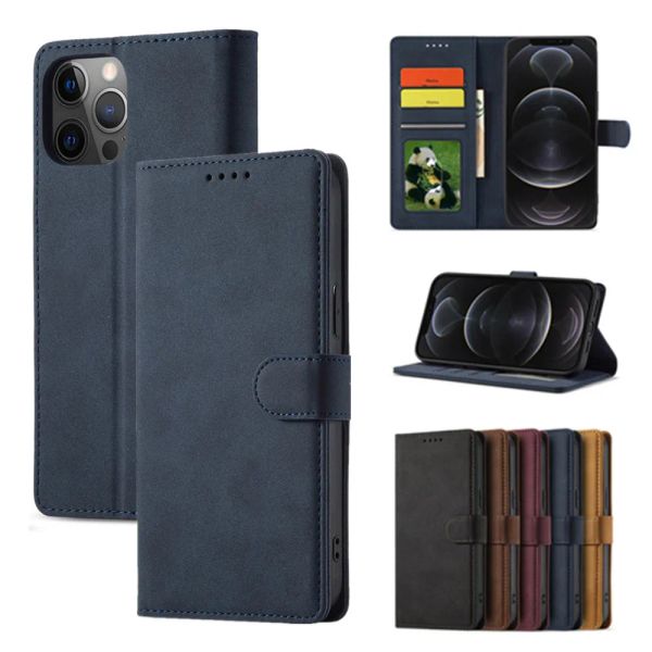 Funda con tapa para iPhone 15 14 13 11 12 Mini Pro X XS Max XR 8 7 6S Plus SE Bolsas para teléfono Funda de cuero de lujo con función de soporte Funda protectora con bolsillo para tarjetas