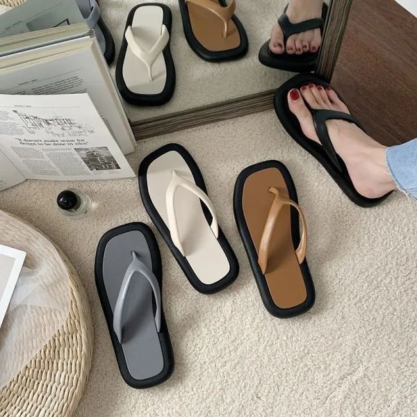 Chanclas para mujer, chanclas de moda de verano para hombre, sandalias planas antideslizantes para pareja de hombres para uso al aire libre, zapatos de playa, estilo coreano de moda