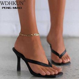 Flip hakken hoge flops dames stijlvolle zwarte hak witte sandalen vrouwen muilezels slippers dames zomerschoenen 36-42 calzado mujer t2302 885 s