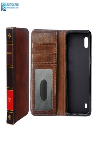 Flip Leather Cell Telephone Base pour Samsung Galaxy A10 A20 Couvercle Wallet Retro Bible Vintage Book Business Pouch6218678