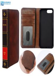 Flip Leather Cell de téléphone pour l'iPhone 7 8 portefeuille de couverture rétro Bible vintage livre Business Pouch8172084