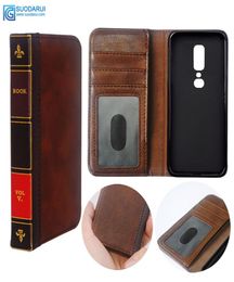 Flip Leather Cell Telephone Case pour OnePlus 6 Cover Wallet Retro Bible Vintage Book Business Pouch7992252