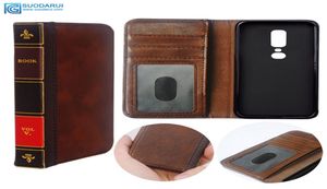 Flip Leather Cell de téléphone pour le portefeuille OnePlus 6 portefeuille rétro Bible vintage livre Business Pouch3424020