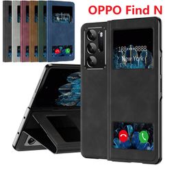 Étuis de livre magnétiques à rabat pour Oppo Find N Case Wallet Dual Window View Couverture de support en cuir