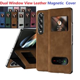 Étuis de livre magnétiques à rabat pour Samsung Galaxy pli 4 pli 3 pli 2 étui portefeuille double fenêtre vue couverture de support en cuir