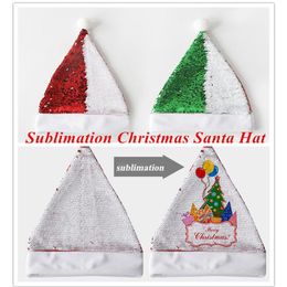 Chapeau à couleurs changeantes, rouge et vert, à paillettes, casquette vierge par Sublimation, décoration de noël, cadeaux de Festival pour amis