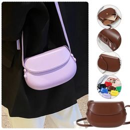 Flip Up Messenger Bag Women Small Shoulder Korean Minimalism PU Mini Crossbody Saddle Phone Cosmetic Lipstic Storage 240517