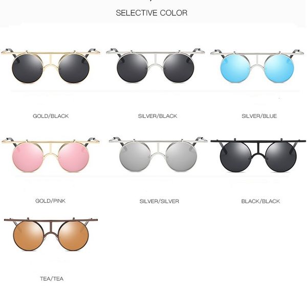 Gafas de sol polarizadas abatibles hacia arriba, gafas de sol clásicas Steampunk para hombres y mujeres, gafas de sol de marca de Metal, gafas Vintage UV400, venta al por mayor, baratas