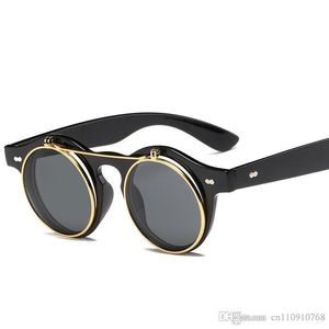 BOTERN Gafas de sol redondas abatibles Retro Hombres Mujeres Steampunk Marco de PC clásico Alambre de bobina de metal mixto GAFAS EE. UU. EE. UU. Estados Unidos de América