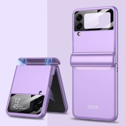 Flip3 Flip4 Magnetische Case Voor Samsung Galaxy ZFlip 3 4 5G Volledige Bescherming Scharnier Luxe Cover Shell Camera glas op Z Flip 3 4