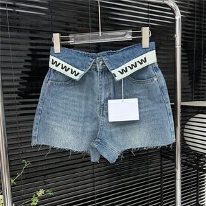 Omgedraaide Letter Jeans voor Dames Hoge Taille Korte Broek Cool Girl Mini Denim Shorts Streetwear