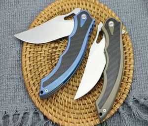 Flipper vouwmes 100% Echt M390 Satijn Afwerking Blade Koolstofvezel + TC4 Titaniumlegering Handvat Kogellager Messen