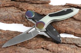 Flipper vouwmes D2 Satin Blade G10 + Carbon Fiber Handvat Kogellager EDC Pocket Fold Messen