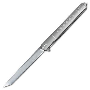 Flipper Couteau Pliant D2 Tanto Point Lame Satinée TC4 Poignée En Alliage De Titane Couteaux À Roulement À Billes H5372