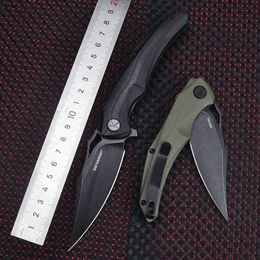 Flipper Pocket zakmes, 3,81 "zwart Stonewashed 14C28N mes G10 handvat, EDC buitenmessen, camping survivalmes voor mannen vrouwen cadeau KZ-668 ZWART