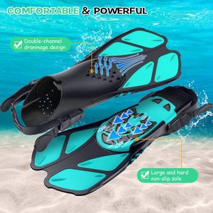 Palmes chaussures de Sports nautiques plongée en apnée palmes de natation adultes/enfants confort Flexible palmes réglables pied Submersible enfants