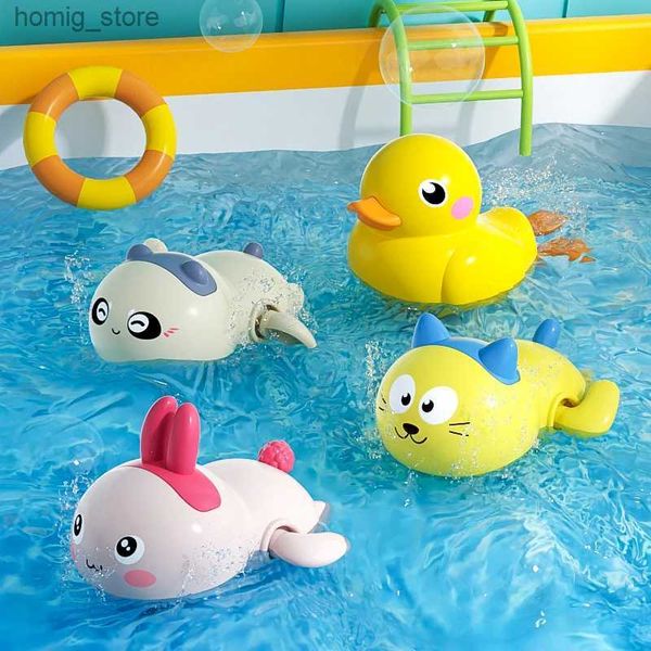 Juguetes de juguete de viento flotante juguetes lindos relojería animal bañera juguete para piscina para niños recién nacidos juguetes de bañera de bebé 1-3 año Y240416