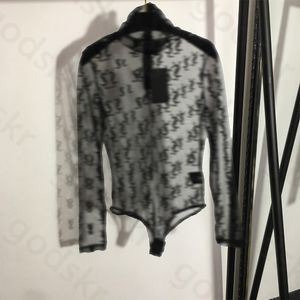 Chemise à Base Sexy avec lettres floquées pour femmes, body Slim imprimé classique à la mode, chemise en filet respirant