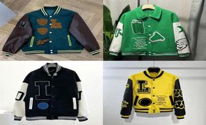 Massaal leren mouwen Baseballjas Uniform Luxe jas Hoge kwaliteit Single Breasted Warme jassen Koppels Dames Heren Varsity C3605832