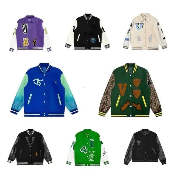 Flocado Mangas de cuero Chaquetas Mujeres Hombres Uniforme Moda Abrigo de béisbol Parejas Chaquetas cálidas de un solo pecho Abrigos universitarios Diseñador Casu 978