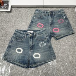 Patrón de floking Jeans Pantalones cortos para mujeres pantalones cortos de cintura alta HIPHOP Pantal de mezclilla