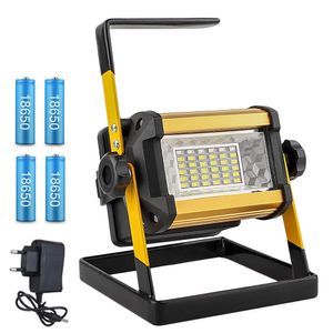 Floodlight 50W LED Spotlight Spotlight Flood Light Outdoor Projector Reflector Bouwlamp Bouwlamp Oplaadbare 18650 Batterijen