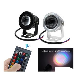 Projecteurs Led Lumière Sous-Marine Rgb 10W 12V 16 Couleurs 1000Lm Étanche Ip68 Fontaine Piscine Lampe Éclairage Drop Delivery Lights Outdoo Dh0Qx