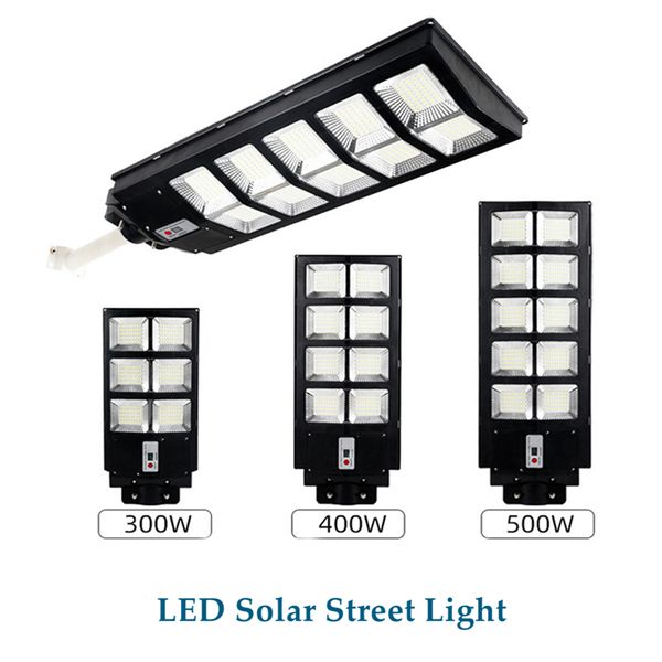 Projecteurs Réverbères Solaires Extérieurs, Lumières de Parking LED Étanches, Sécurité Solaire 6500K avec Capteur de Mouvement, Contrôle de la Lumière pour Applique Murale de Jardin 300W