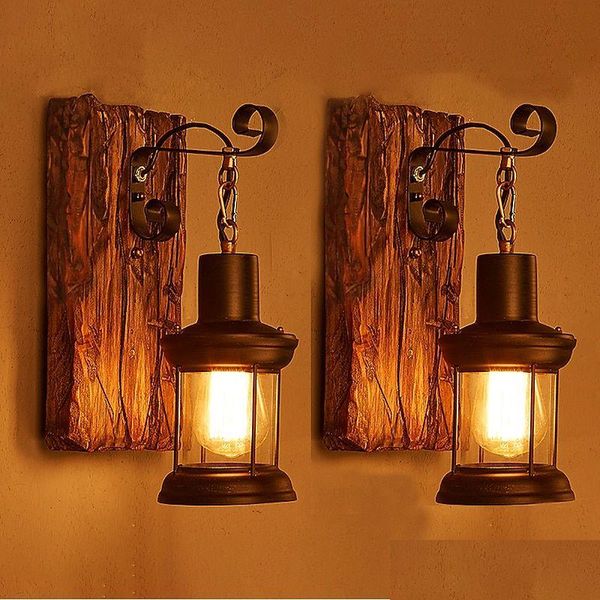 Filotes de l'inondation lampe murale simple tête industrielle rustique vintage rétro en bois scone peinture peinture goutte de livraison d'éclairage éclairage extérieur OTDPY