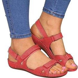 FLOOPI SANDALS VOOR VROUWEN Leuke open teen brede elastische ontwerp Zomer Comfy faux lederen enkelbanden met platte zoolgeheugenschuim 25