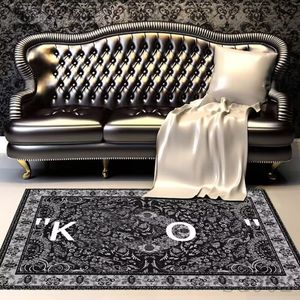 Tapis de sol pour chambre à coucher KEEP OFF tapis grand salon antidérapant décoration de la maison mode tapis noir designer fleurs de cajou moderne S01