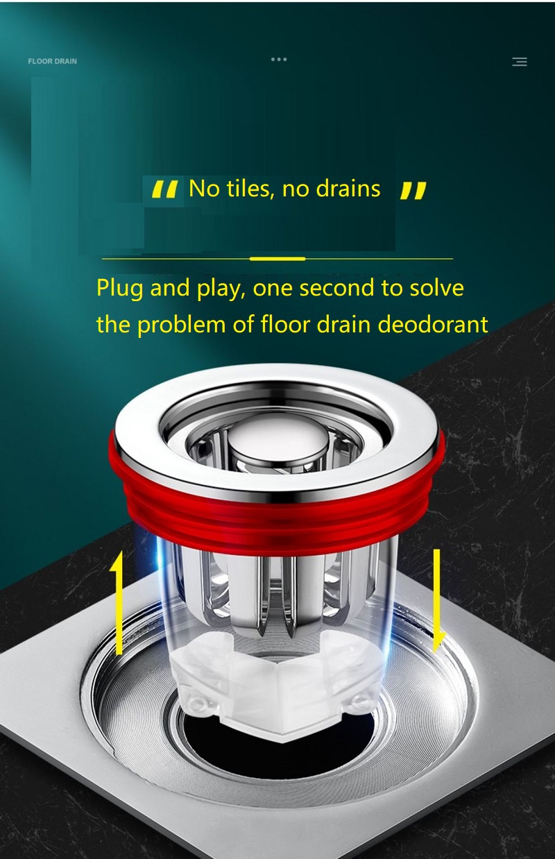 Porta de dreno do piso capa universal de desodorante silicone interno núcleo de sucção magnética anti-odor drening núcleo