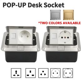 Vloer Elektrische uitlaat Pop Up Keuken aanrecht waterdichte Sockets Out Receptacle roestvrijstalen doos Golden Cover 15A 240415