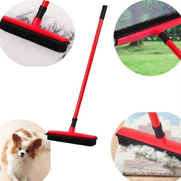 Balai à cheveux au sol Grattoir à poussière Brosse en caoutchouc pour animaux de compagnie Tapis nettoyeur de tapis Balayeuse Pas de lavage à la main Vadrouille Nettoyer Essuyer outil de fenêtre T200628300o